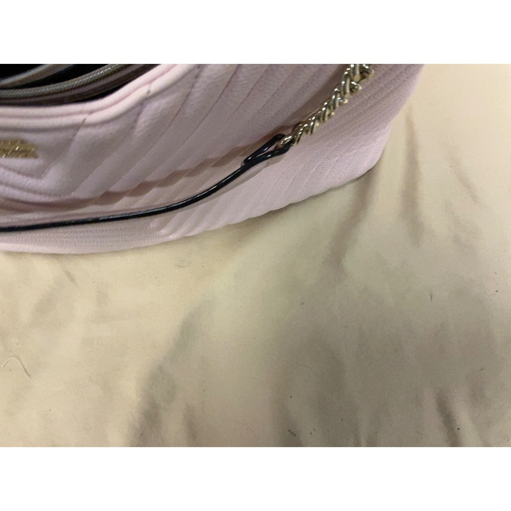 Victorias Secret Pink Quilted Chevron Shoulder Bag Gold Chain Tote - Picture 5 of 11